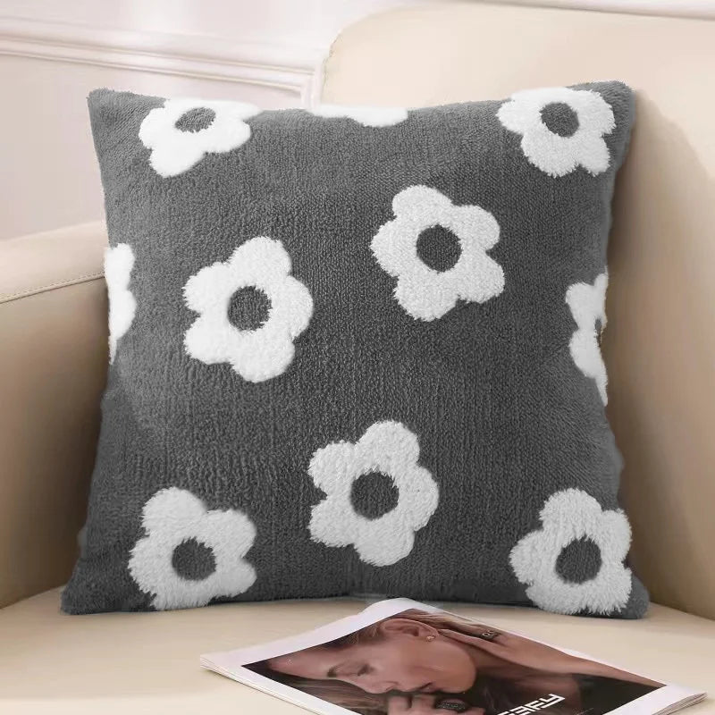 🌸 Light Luxury Floral Throw Pillow Cover – 18x18 Inch Plush Square Cushion