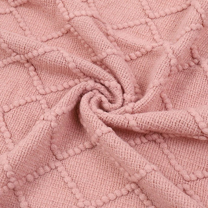 Soft Knit Boho Throw Blanket – Lightweight Acrylic Travel & Home Decor Accent with Fringe
