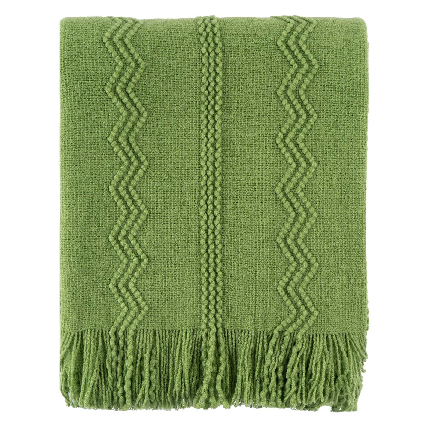 Boho Knit Throw Blanket – Soft Lightweight Acrylic Blanket with Tassels