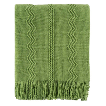 Boho Knit Throw Blanket – Soft Lightweight Acrylic Blanket with Tassels