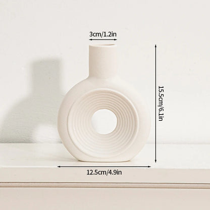 Modern White Ceramic Vase – Minimalist Decorative Vase for Pampas Grass, Flowers & Home Accents