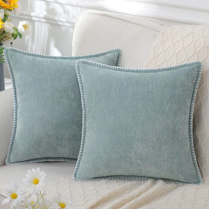 Luxury Chenille Throw Pillow Cover - Forest Green
