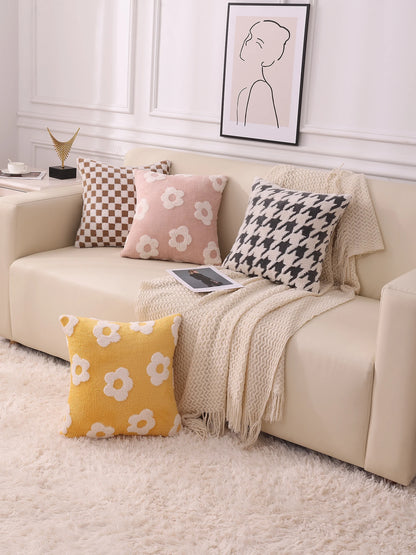 🌸 Light Luxury Floral Throw Pillow Cover – 18x18 Inch Plush Square Cushion