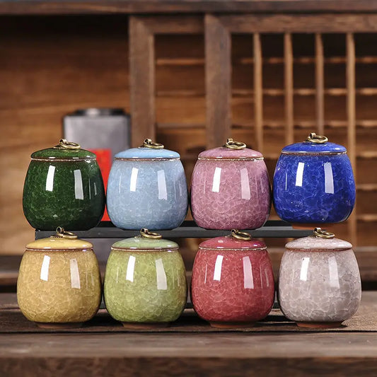 Mini Ceramic Storage Jar with Lid – Airtight Kitchen Container for Tea, Coffee & Spices
