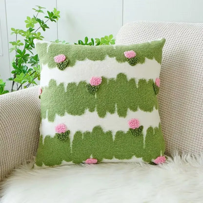 Embroidered Floral Throw Pillow Cover – Boho Decorative Cushion Cover for Sofa, Bed, or Chair | Housewarming Gift