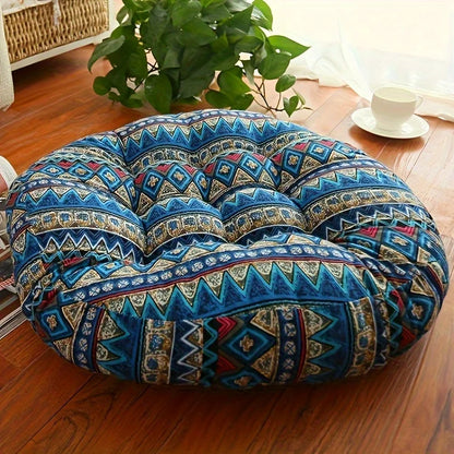🧘 Round Cotton Floor Cushion Pillow – Thickened Tatami Yoga Mat & Meditation Seat – Machine Washable Geometric Patchwork Cushion