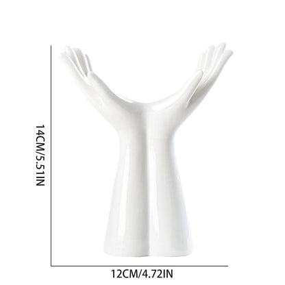 Modern Nordic Hand-Shaped Ceramic Vase – Unique Artistic Flower Pot for Home & Office Decor