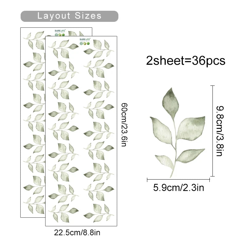 Boho Floral Leaf Wall Stickers – Removable 3D Vinyl Decals for Kids' Nursery & Home Decor - Neutral Flowers