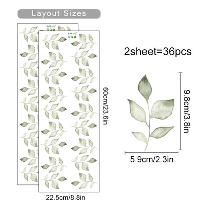Boho Floral Leaf Wall Stickers – Removable 3D Vinyl Decals for Kids' Nursery & Home Decor - Neutral Flowers