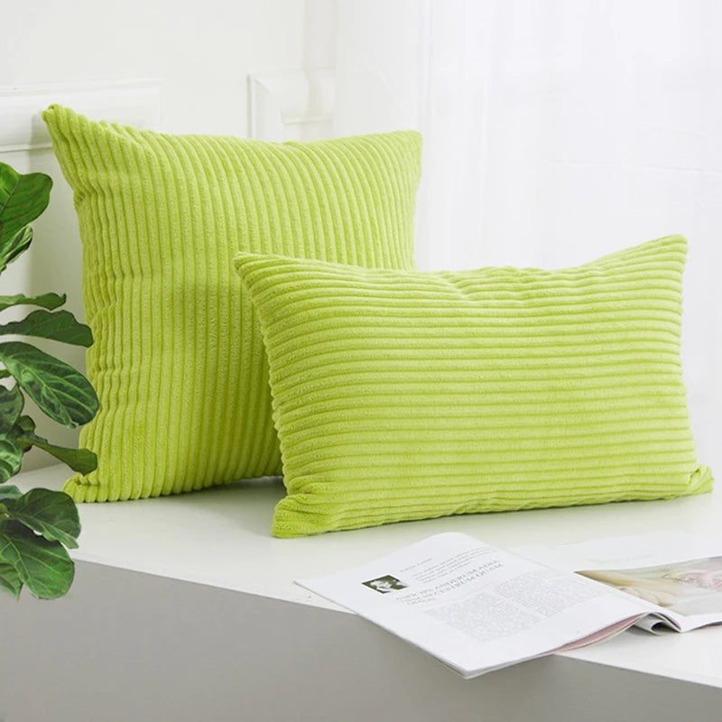 Corduroy Striped Cushion Cover – Soft Boho Throw Pillow Case