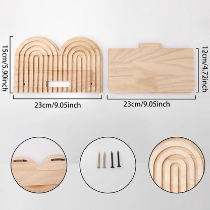 Boho Wooden Arched Wall Shelves