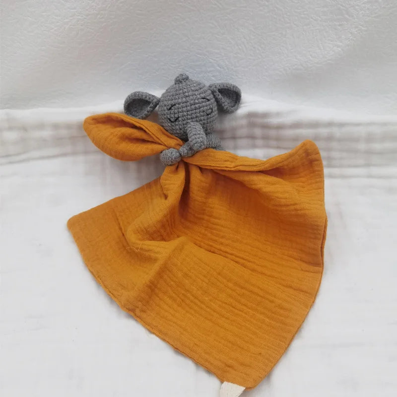 Boho Baby Soother & Comforting Burb Cloth – Soft Sleeping Animal Stuffed Teether for Infants