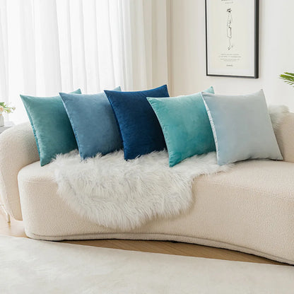Velvet Pillowcase Sofa Cushion Cover – Solid Color Throw Pillow Case for Living Room