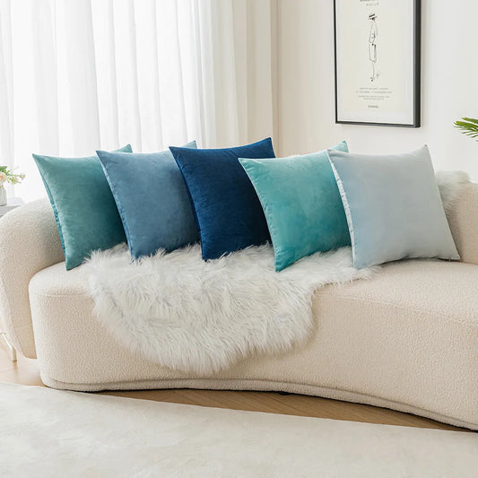 Velvet Pillowcase Sofa Cushion Cover – Solid Color Throw Pillow Case for Living Room