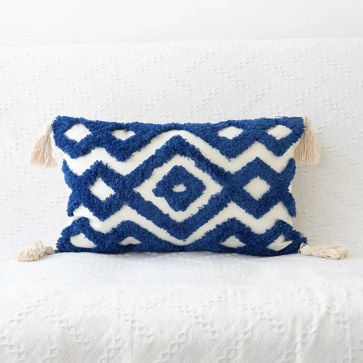 Boho Geometric Tufted Cushion Cover – Textured Decorative Throw Pillow