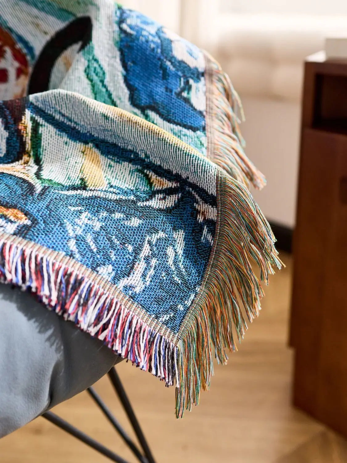 Cat Woven Throw Blanket – Jacquard Tapestry Sofa Cover for Cozy Home & Picnic Use