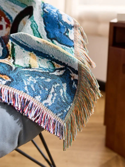 Cat Woven Throw Blanket – Jacquard Tapestry Sofa Cover for Cozy Home & Picnic Use