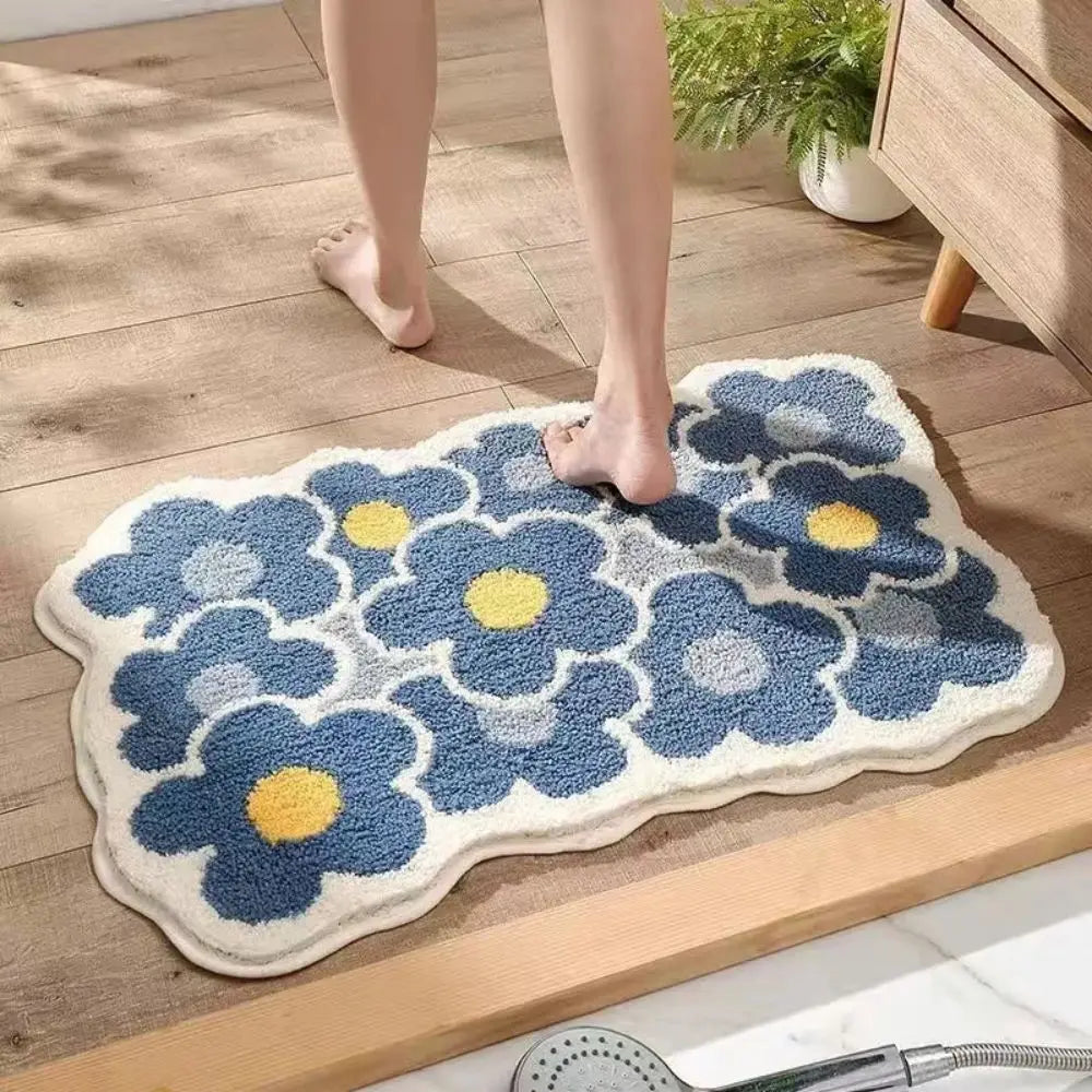 Soft & Absorbent Flower Bathroom Rug – Non-Slip Boho Bath Mat