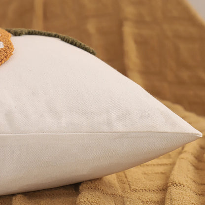 Tufted Halloween pillow cover with pumpkin and ghost embroidery, 18x18 inch festive fall cushion case for sofa, bed, and seasonal boho farmhouse décor