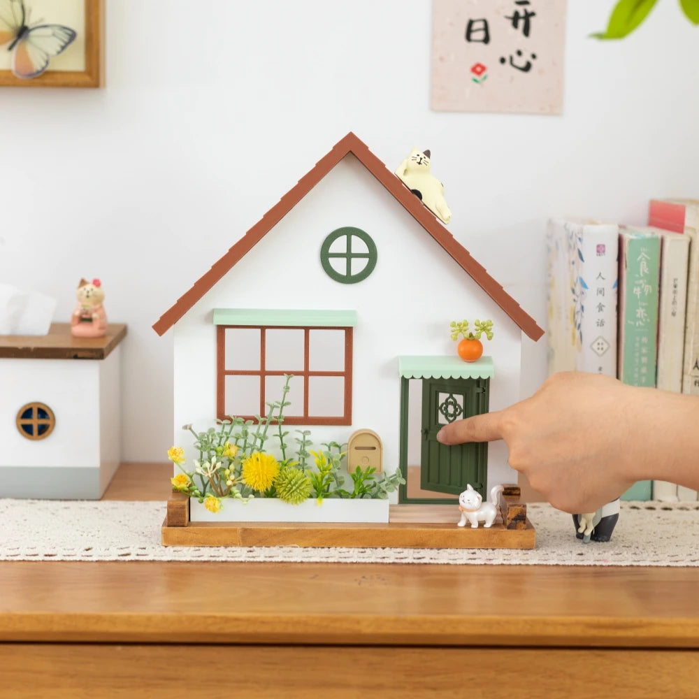 🏡 Fairytale Town Wall Hook Rack – Boho Wooden Key Holder & Decorative Village Scene Organizer