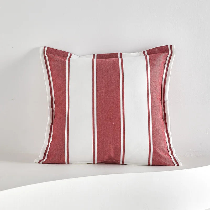 Classic Striped Cushion Cover 45x45cm Hawthorn Red Ivory Fabric Pillow Cover Boho Home Decoration Decor Pillowcase Tassels