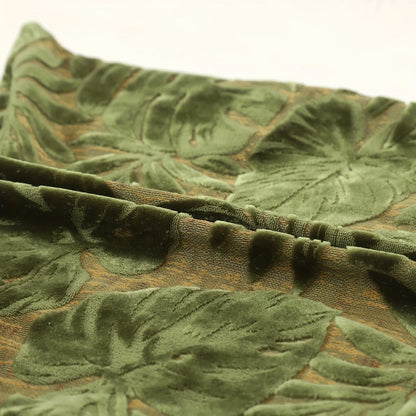 Tropical Green Leaf Chenille Cushion Cover – Jacquard Throw Pillow Cover for Boho Home Decor