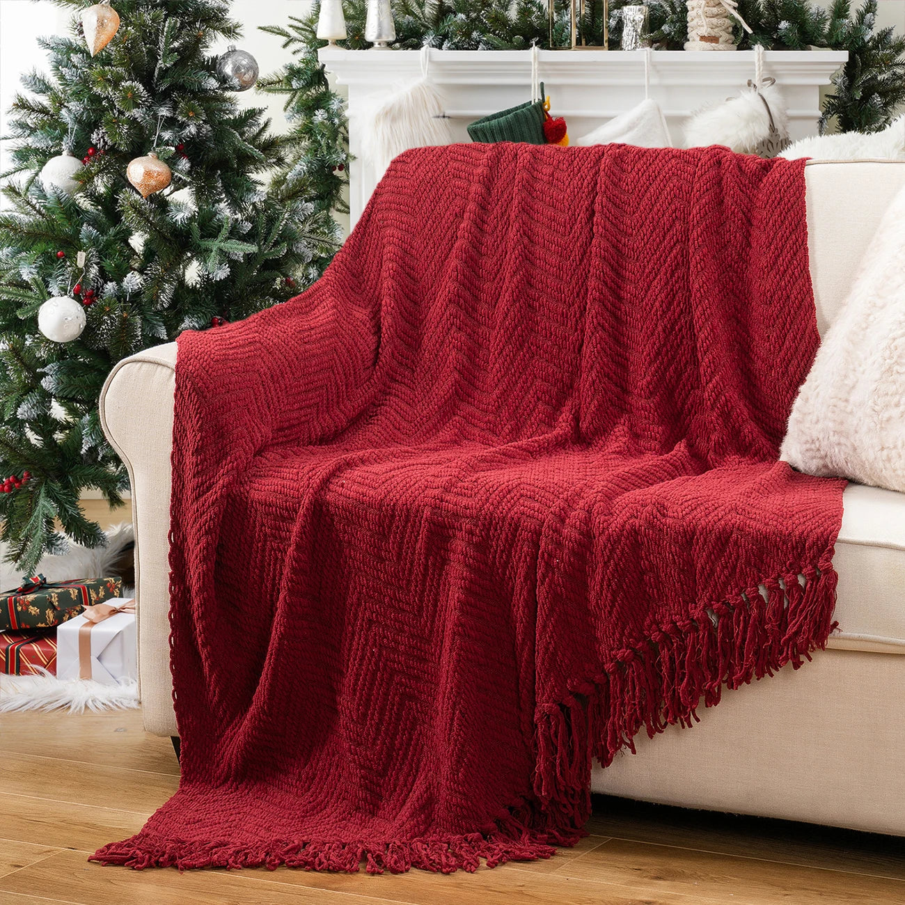 Thick Knitted Throw Blanket Soft Warm Decorative Sofa Bed Bedspread Home Boho Room Decor