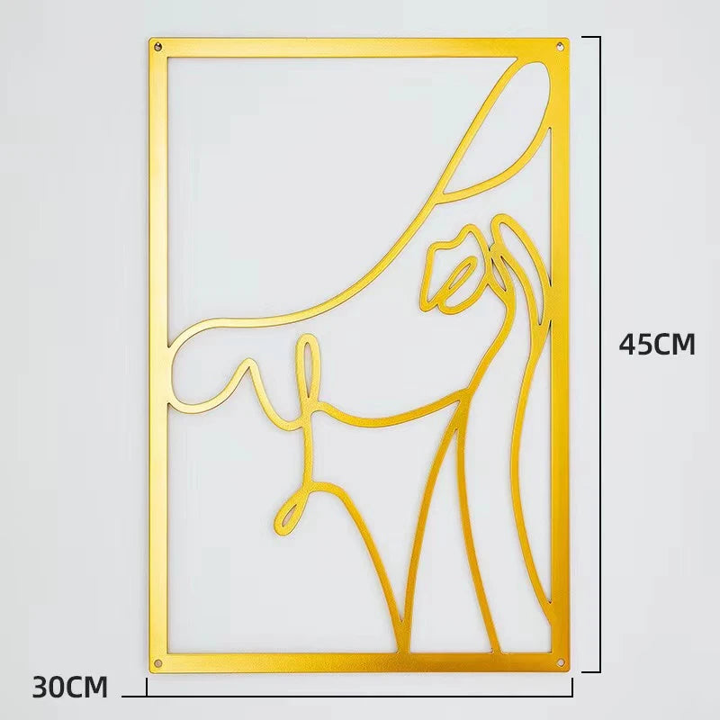 Woman Face Body Outline Kiss Silhouette Iron Wall Hanging Decor Abstract Line Ornament Beautiful Art for Living Room Bedroom Home Artwork Decor