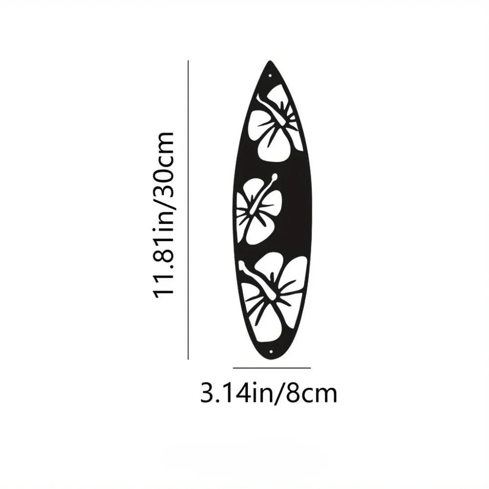 Decorative Leaves Metal Wall Art Set of 2 / 1Pc Surfboard for Home Wall Decor Black Metal Hanging Leaf Boho