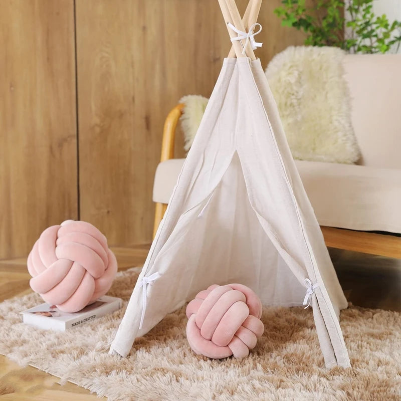Knot Ball Throw Pillow – Soft Plush Cushion for Kids & Adults Boho Home Decor
