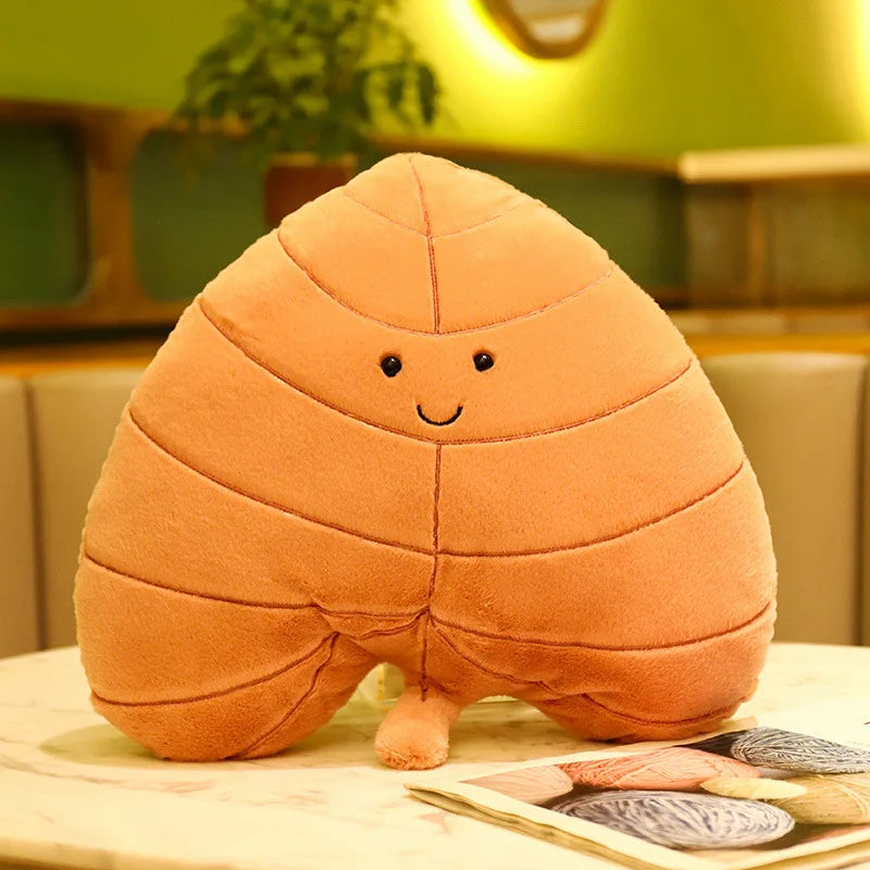 Plush Leaf Pillow – Soft Maple & Ginkgo Cushion Toy for Fall Home Decor & Gifts