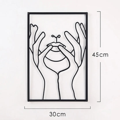 Woman Face Body Outline Kiss Silhouette Iron Wall Hanging Decor Abstract Line Ornament Beautiful Art for Living Room Bedroom Home Artwork Decor