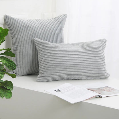Corduroy Striped Cushion Cover – Soft Boho Throw Pillow Case