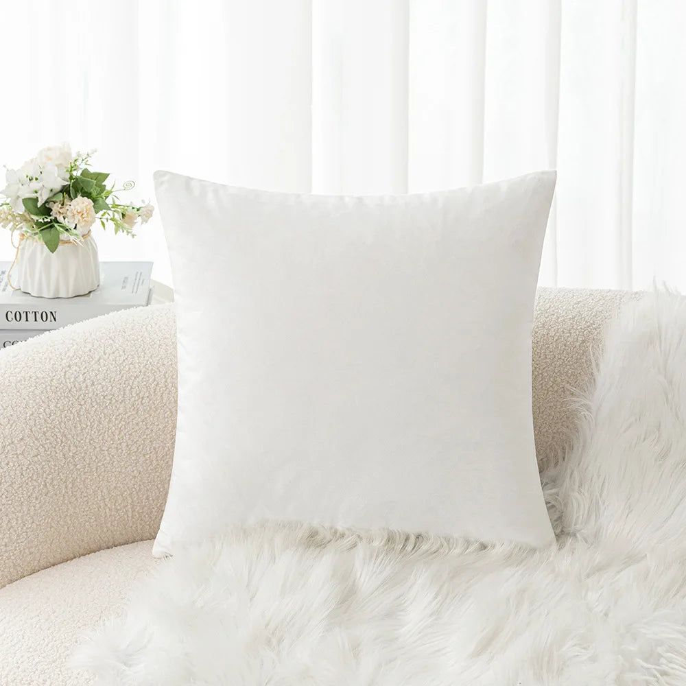 Velvet Pillowcase Sofa Cushion Cover – Solid Color Throw Pillow Case for Living Room
