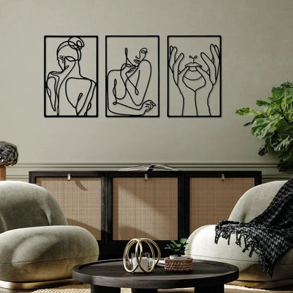 Woman Face Body Outline Kiss Silhouette Iron Wall Hanging Decor Abstract Line Ornament Beautiful Art for Living Room Bedroom Home Artwork Decor
