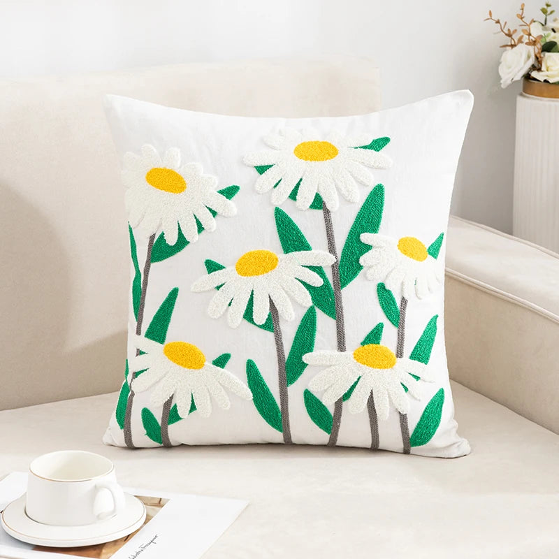 Vintage Floral Embroidered Pillowcase – Boho Throw Cushion Cover for Sofa & Home Deco