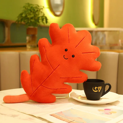 Plush Leaf Pillow – Soft Maple & Ginkgo Cushion Toy for Fall Home Decor & Gifts