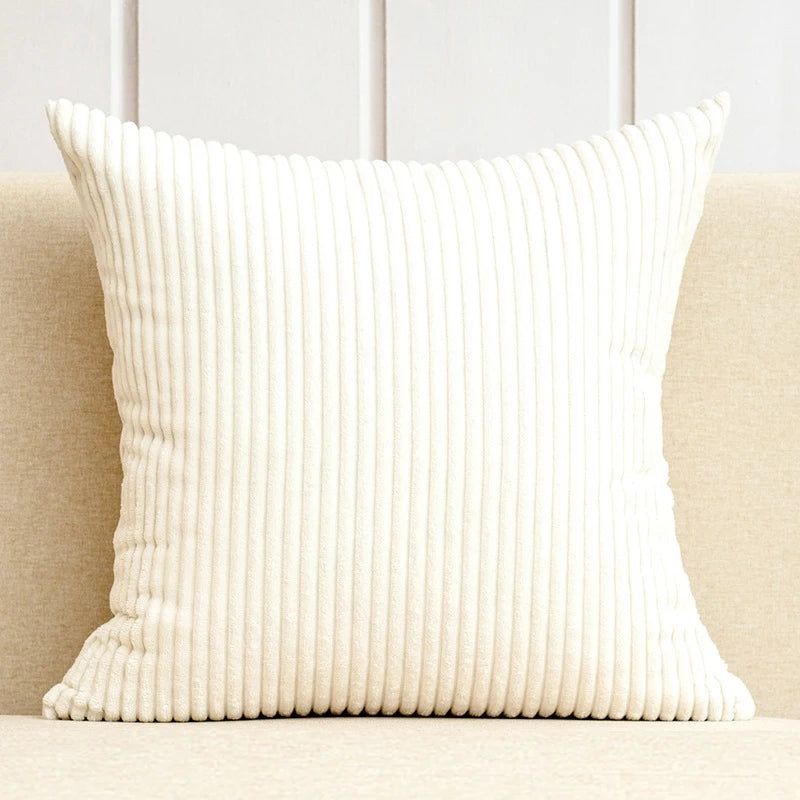 Corduroy Striped Cushion Cover – Soft Boho Throw Pillow Case
