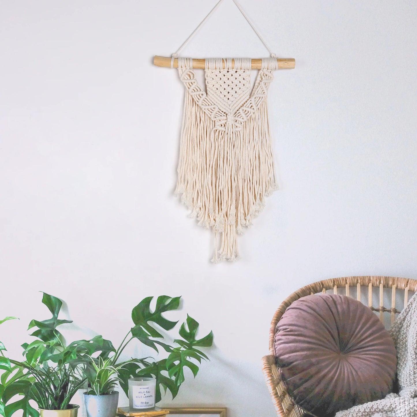 Macrame Woven Wall Hanging Boho Home Chic Bohemian Geometric Art Decor Handmade Beautiful Apartment Dorm Room Decoration Tapestry Boho 1Pc