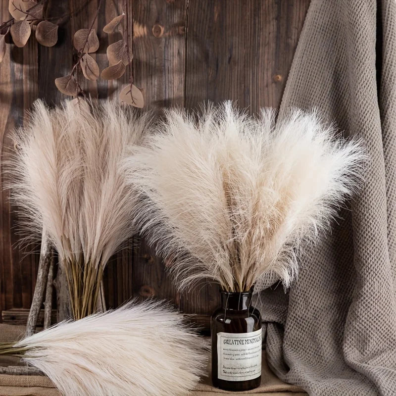 Bundle of 18.5inch tall Faux Pampas Grass For Vase Decor Boho Rustic Farmhouse Home Decoration