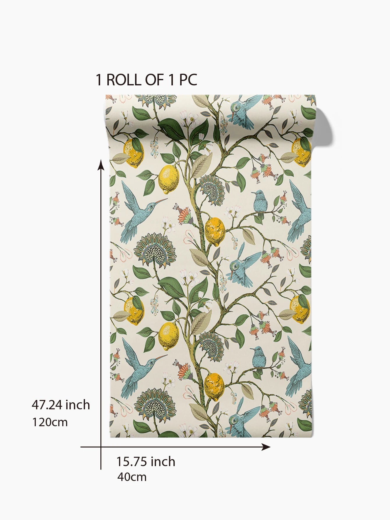 Boho Garden-Inspired Waterproof Wallpaper – Self-Adhesive Lemon, Floral & Hummingbird Wall Sticker for Boho Home Decor
