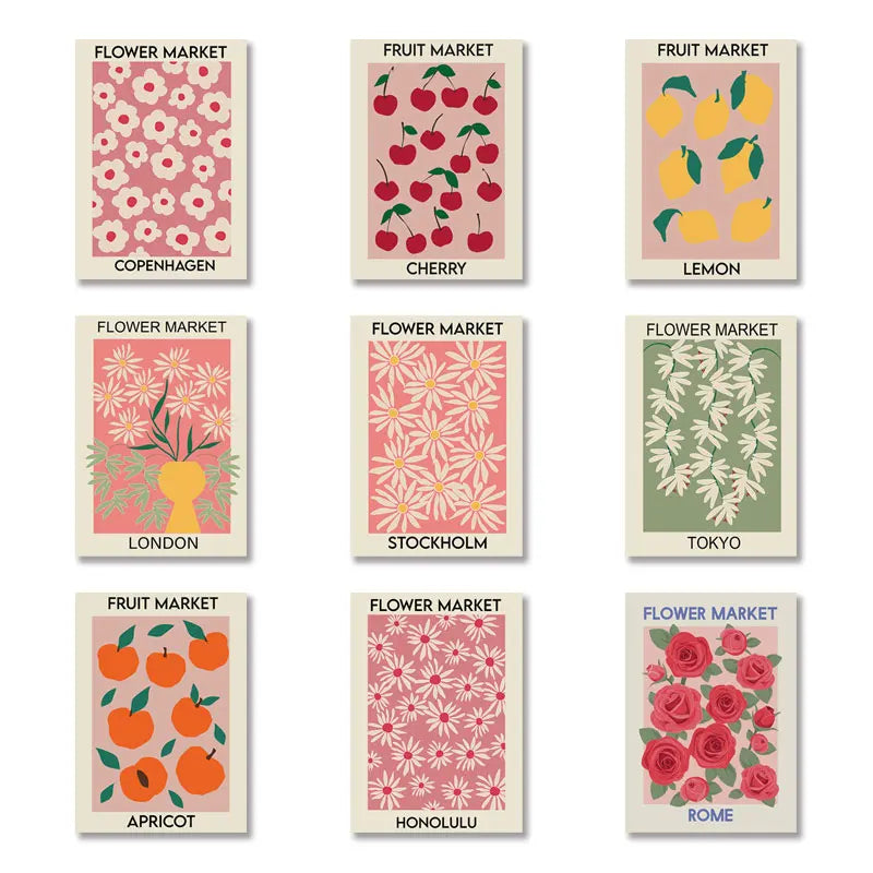 Flower Market Canvas Print – Botanical Wall Art for Boho Home Decor