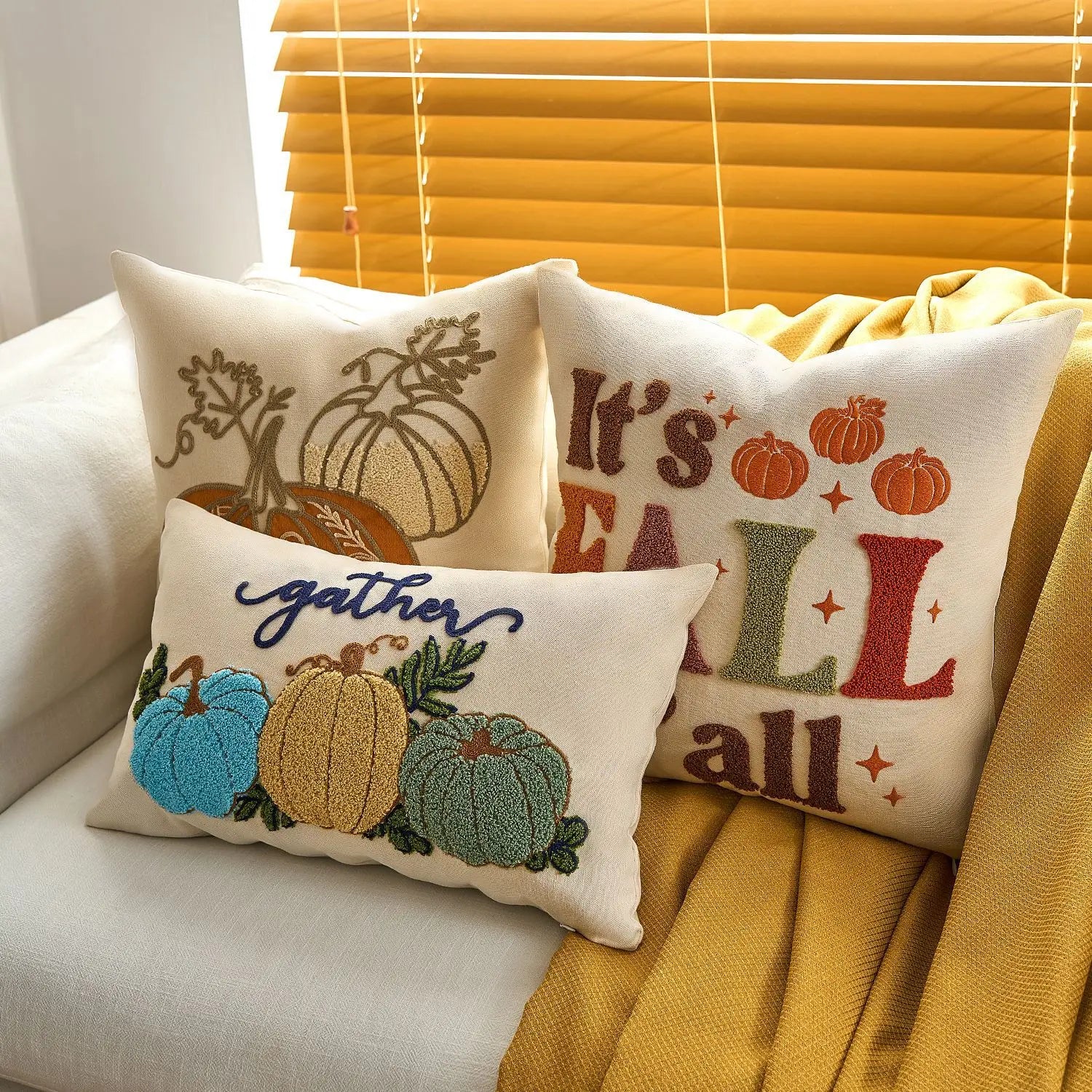 Halloween maple pumpkin throw pillow cover with festive lettering, autumn-themed decorative cushion for sofa, bed, and seasonal home decor
