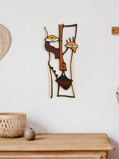 Abstract Face Wooden Wall Decor Art Hanging Home and Office Decorative Hanging for Living Room Bedroom and Hallway Gift 1Pcs