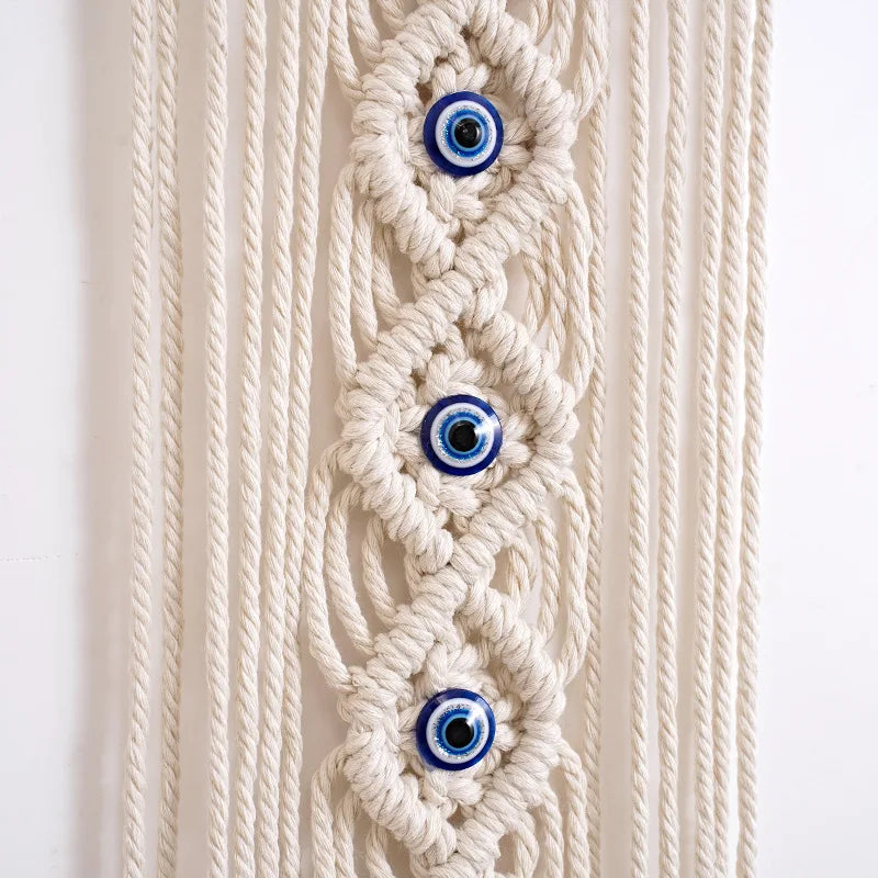 Boho Evil Eye Macrame Wall Hanging – Handwoven Cotton Tapestry for Bedroom, Living Room, Entryway Wall Art for Boho Home Decor - My Boho Home
