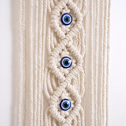 Boho Evil Eye Macrame Wall Hanging – Handwoven Cotton Tapestry for Bedroom, Living Room, Entryway Wall Art for Boho Home Decor - My Boho Home