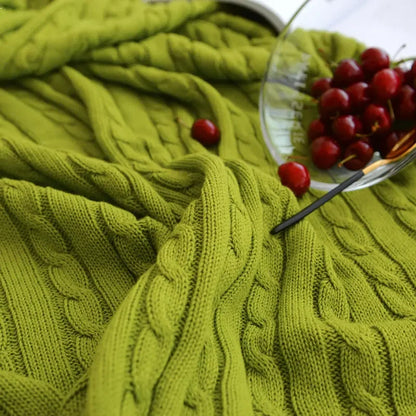 100% Cotton Cable Knit Throw Blanket – Soft & Breathable Boho Home Decor