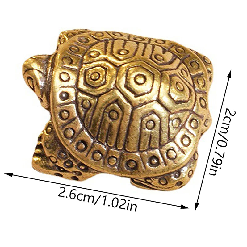 1Pc Antique Looking Solid Brass Turtle Ornament Animal Sculpture Home Office Desk Decorative Home Decor Boho