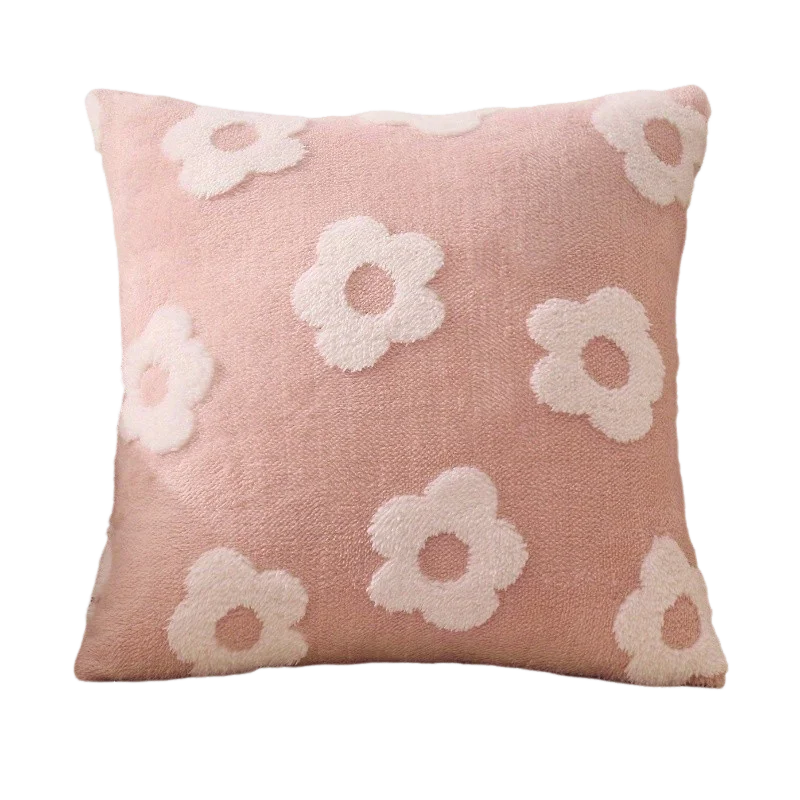 🌸 Light Luxury Floral Throw Pillow Cover – 18x18 Inch Plush Square Cushion