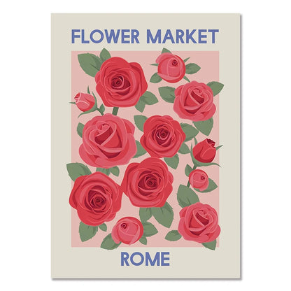 Flower Market Canvas Print – Botanical Wall Art for Boho Home Decor